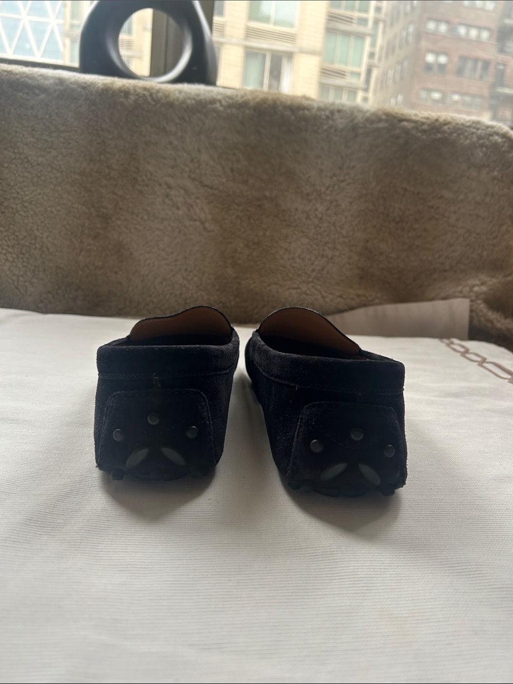 Salvatore Ferragamo Black Suede Drivers Loafers with Gold Gancini Hardware 10 M - Picture 6 of 8